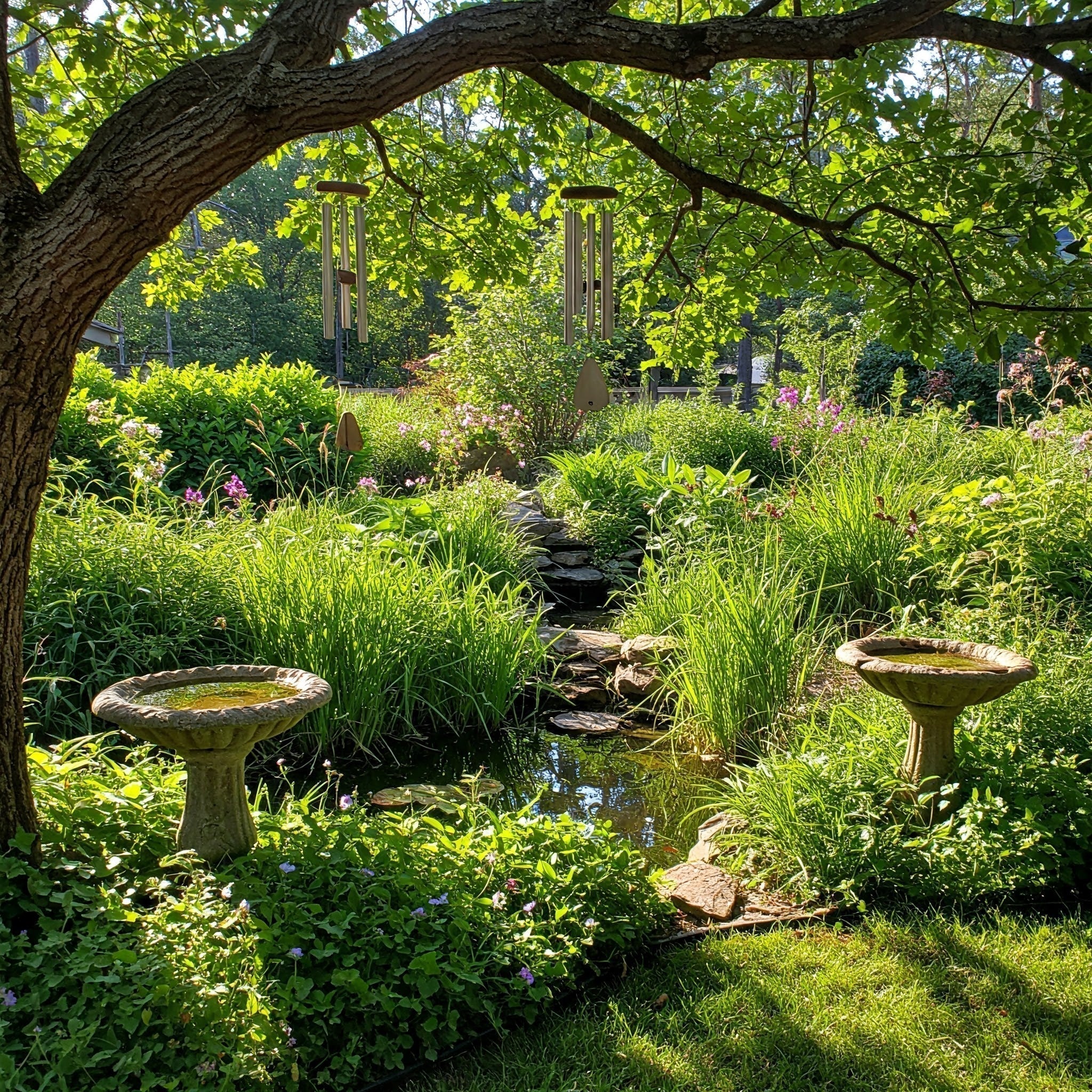 Windchimes, wind bells, and gardening