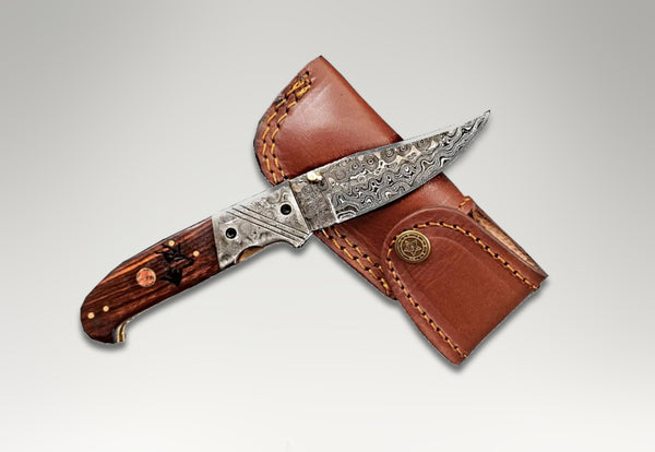 Damascus Steel Folding Blade EDC Knife