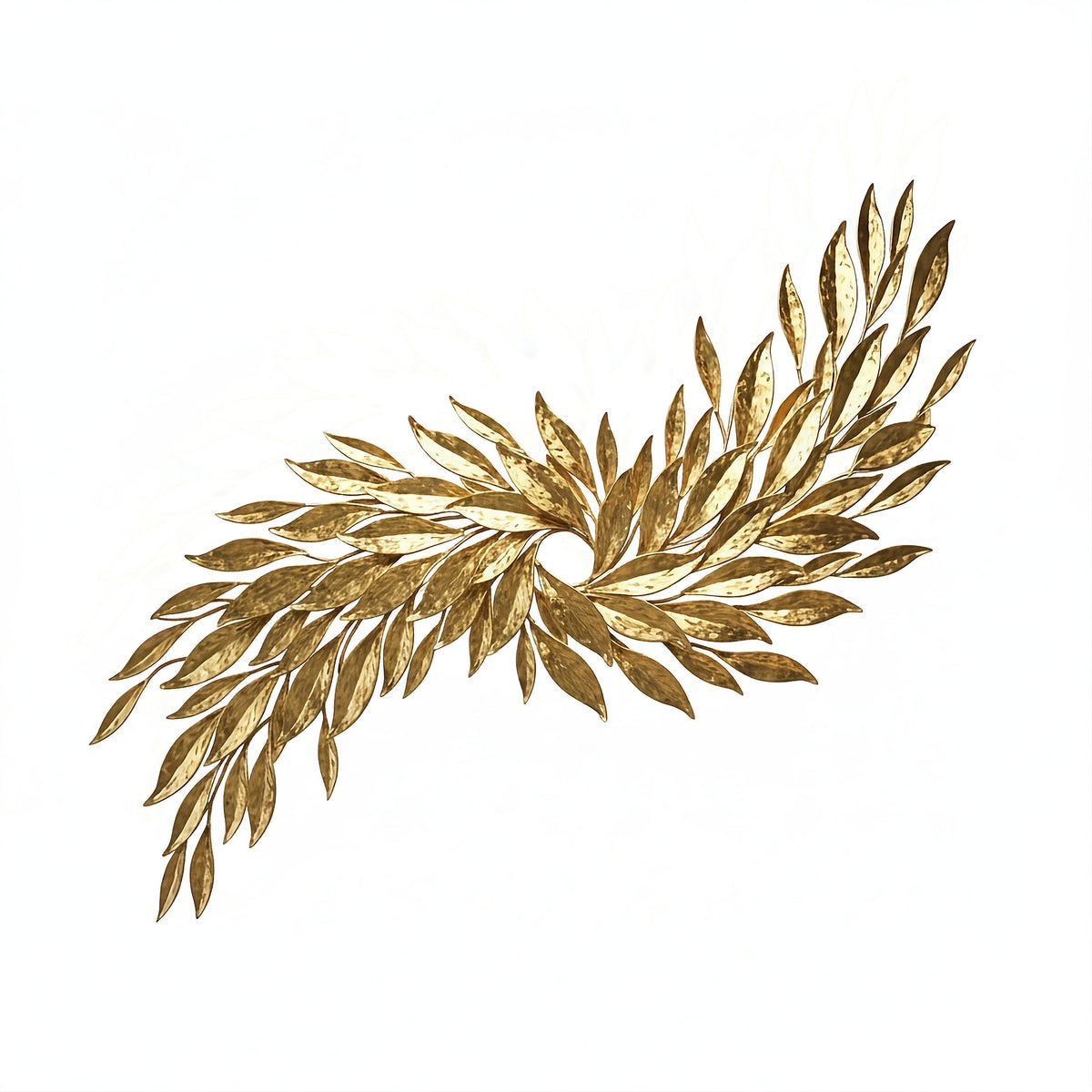Golden Fiesta metal wall sculpture on a white background. 