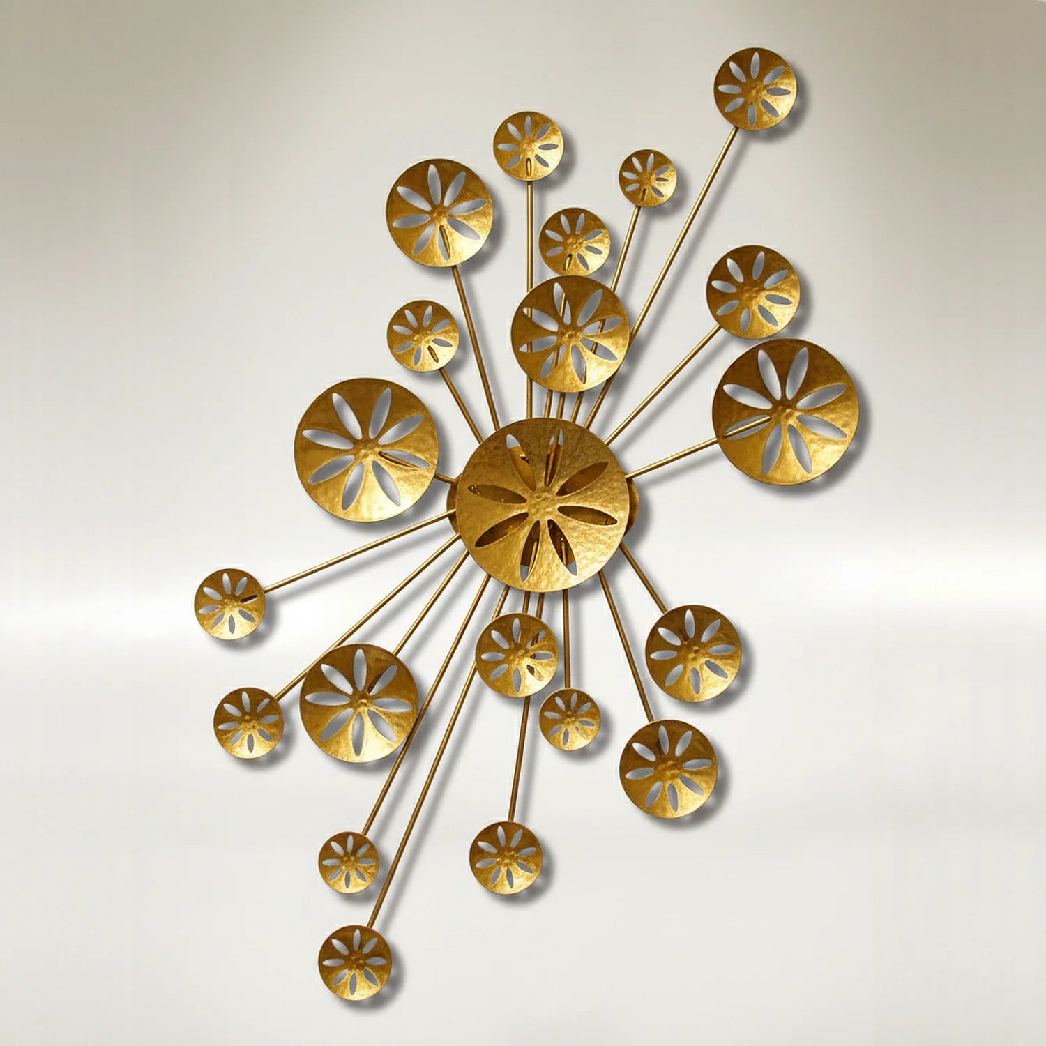 Ocean Echoes Sand Dollar wall sculpture in gold leaf finish. 