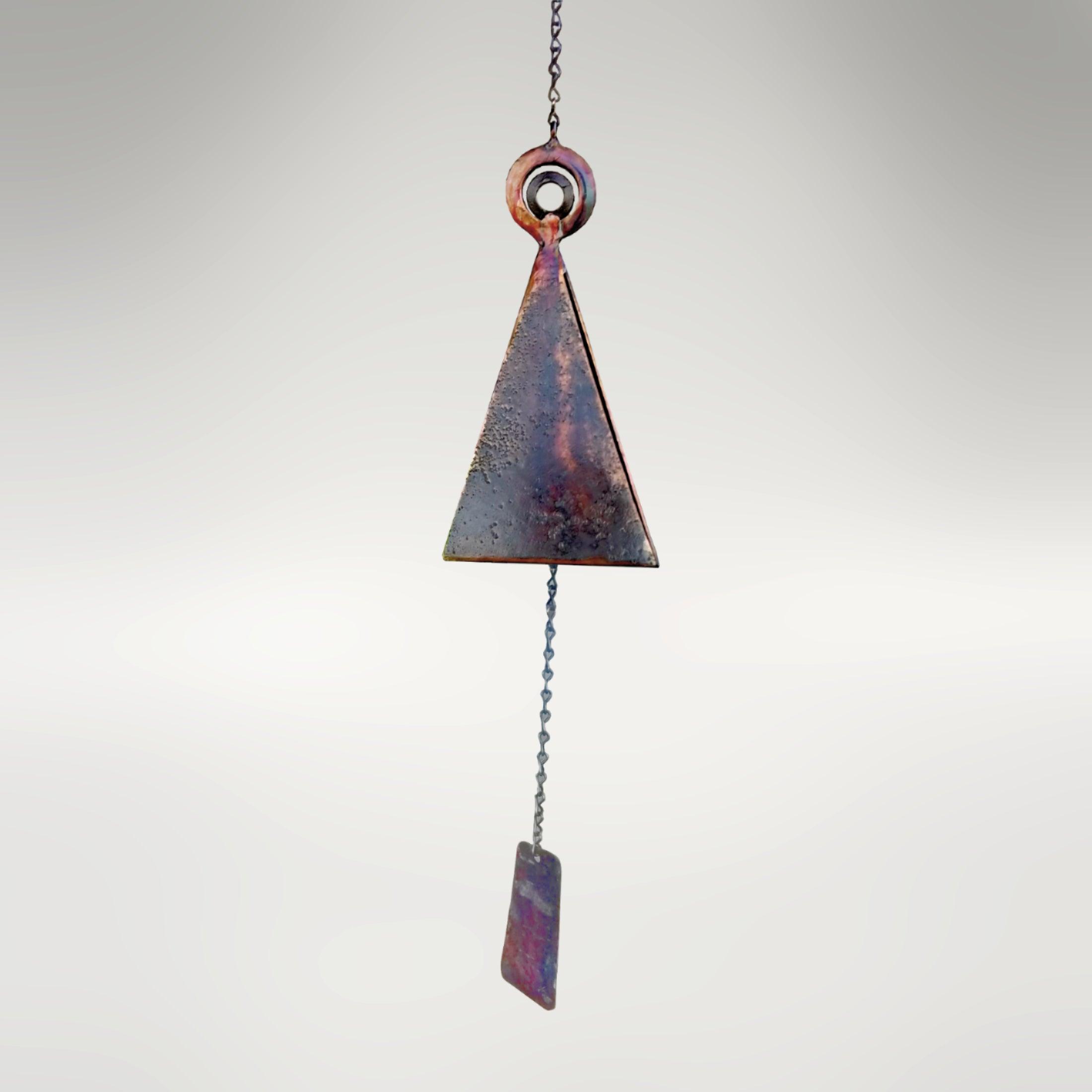 Triangular wind bell chime titled Santa Maria Mission windbell