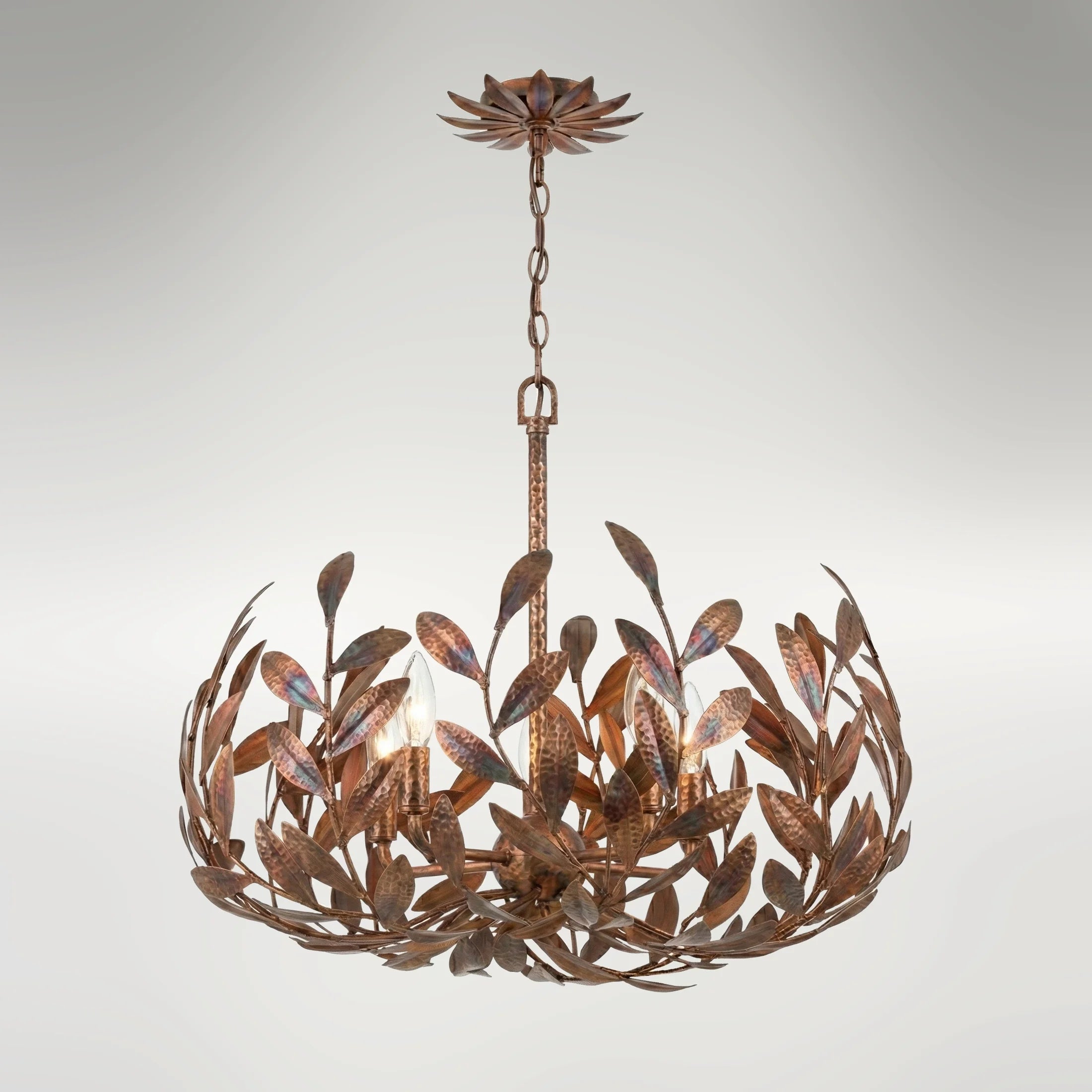 Voledo Crown Chandelier in a torched-copper finish. 
