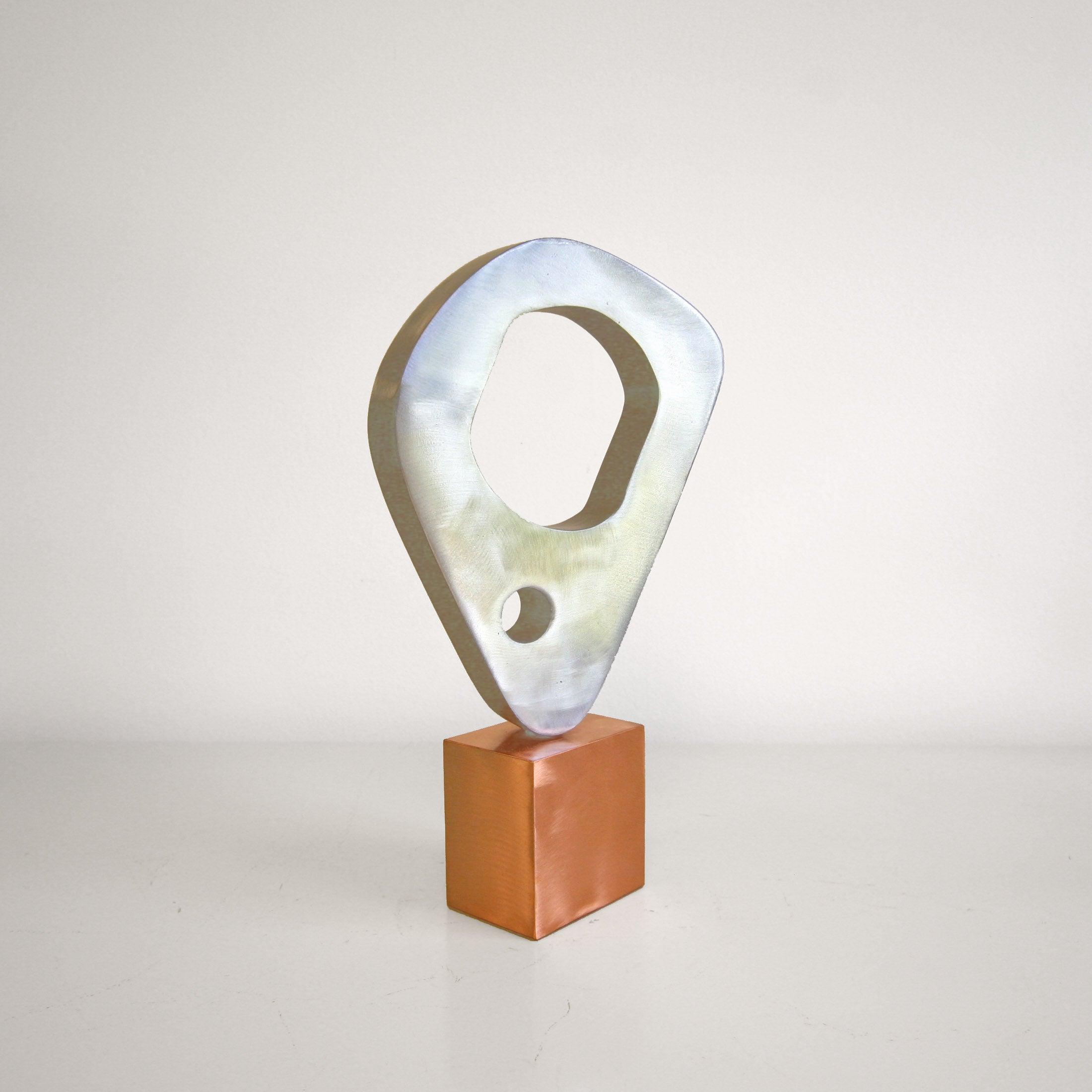 Stainless steel and copper table top sculpture